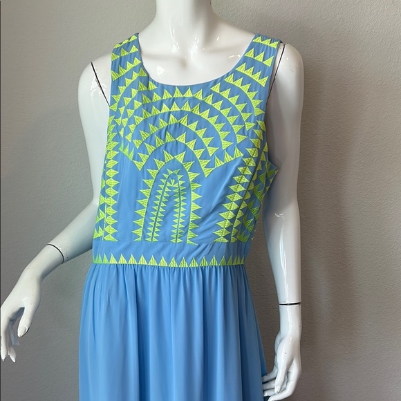 Gianni Bini Vibrant Blue and Lime Maxi Dress - Picture 2 of 12